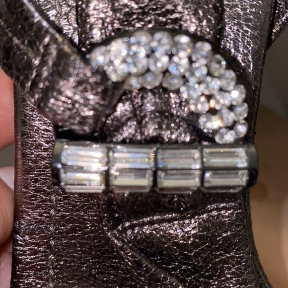 Silver crystal shoes sandals medium heels shoe  With Swarovski crystals - Picture 5 of 10